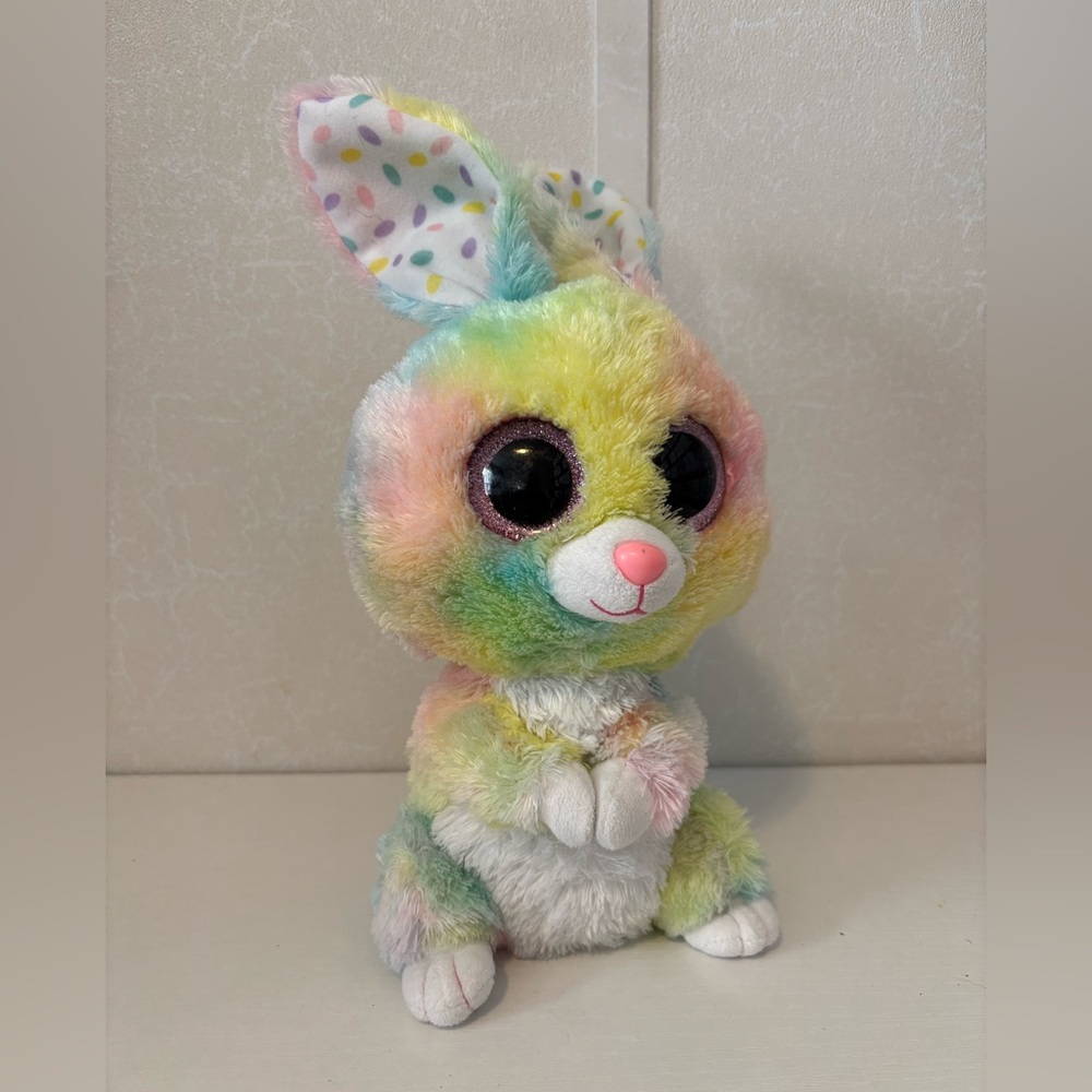 RARE Beanie Boos "Bubby" The Pastel Tye Dye Easter Bunny Rabbit '2016 10" Plush!